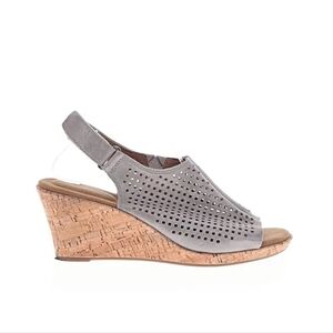 Rockport Women's Perforated Silver Gray Wedges
